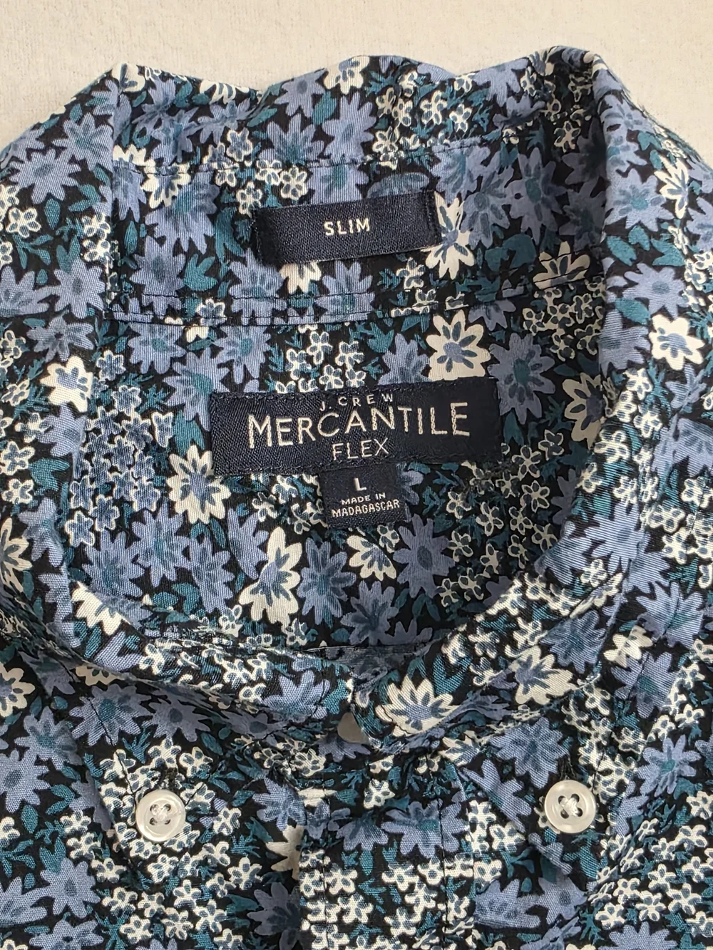 J.Crew Mercantile Flex Slim Floral Button-Down Shirt - Blue
